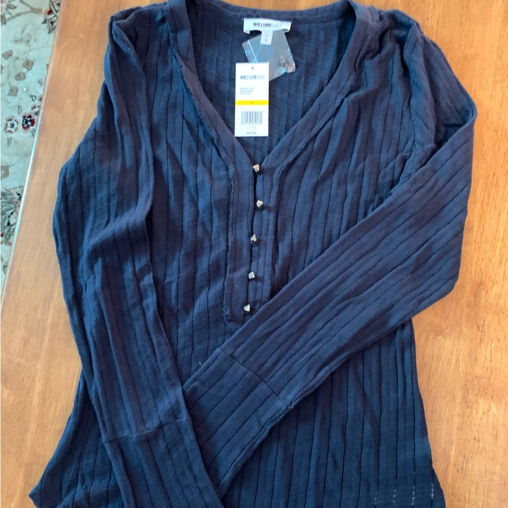 William Rast Night Sky Ribbed V-Neck Top